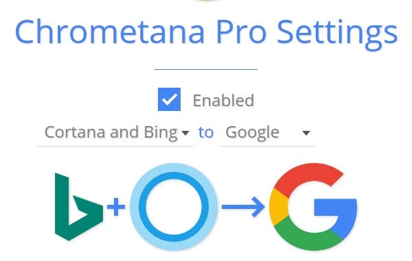 Chrometana Pro Settings - Change Search Engine