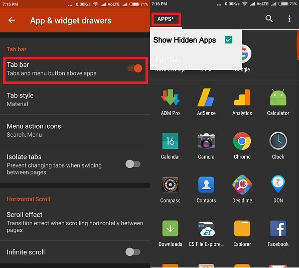 Nova launcher hide apps on Android. 3