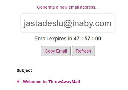 ThrowAwayEmail temporary email address