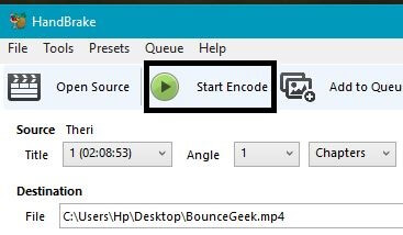 Start encode - Video compression software