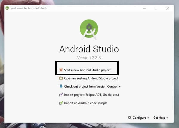 Install Android Oreo on PC - Start a New Android Project