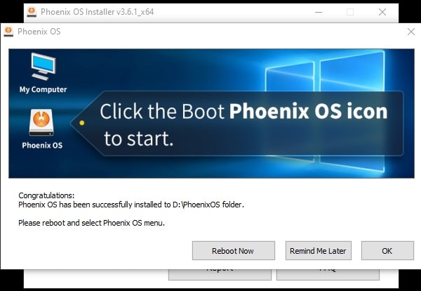 Phoenix OS Installed Successfully