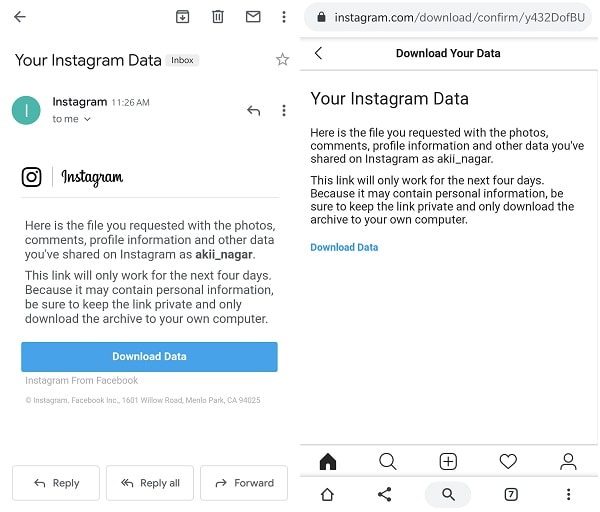 Download Instagram Data from Email