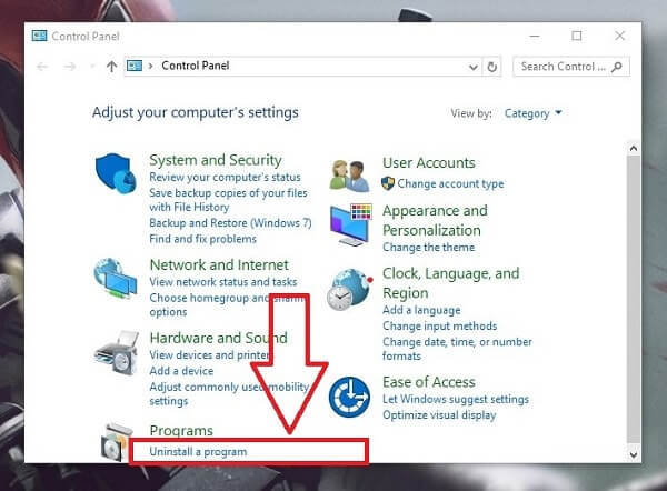 Remove OneDrive Windows 10 - Control Panel