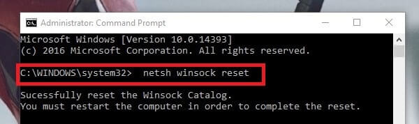 reset winsock - DNS PROBE FINISHED NO INTERNET
