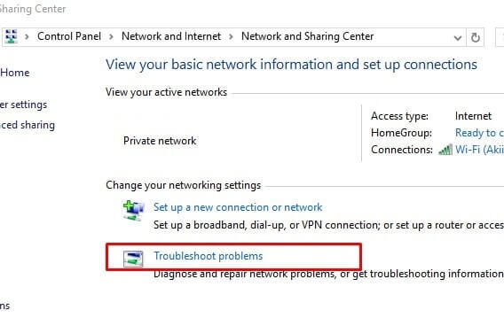 troubleshooter- WiFi connected but no internet access