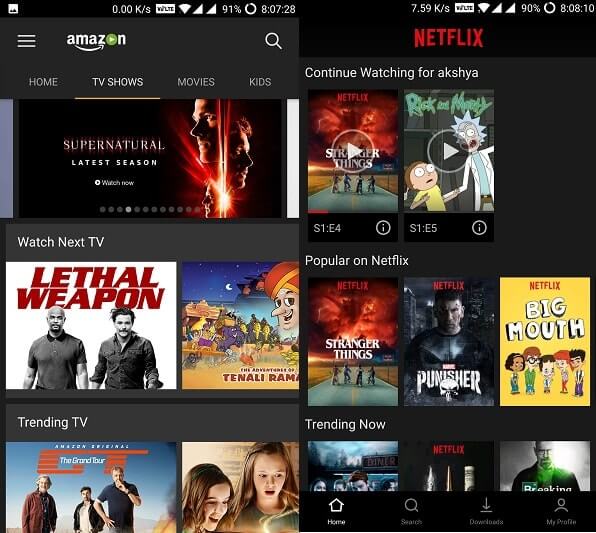 Netflix vs Amazon Prime TV Shows
