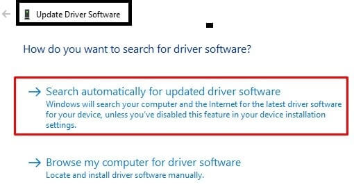 Search Automatically for Driver Software