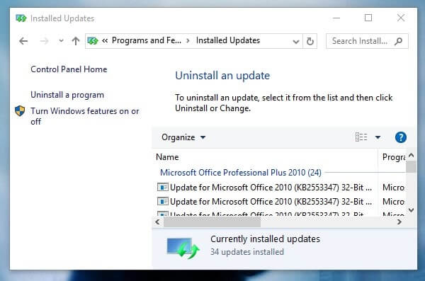 Uninstall Recent Updates - Getting Windows Ready