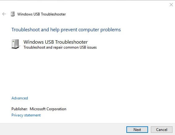 Windows USB Troubleshooter