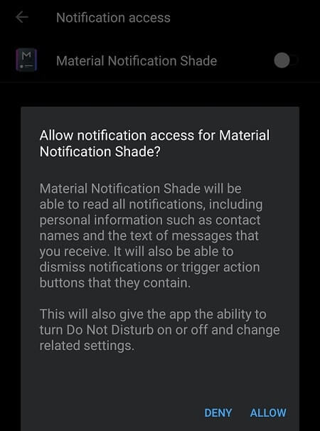 material notification shade enable