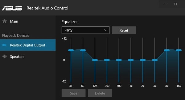 Realtek Audio Console - Windows 10 Equalizer