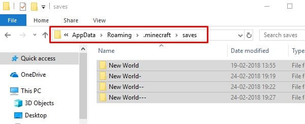 Create Backup of your Minecraft Worlds