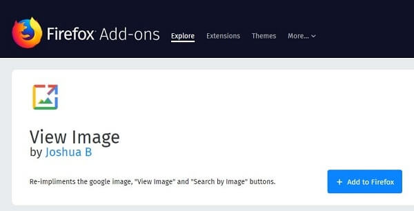 Firefox View Image Add-on