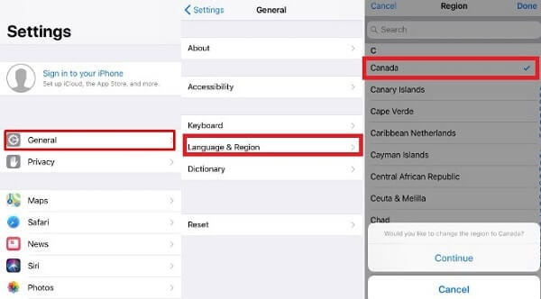 Change Region iOS Devices