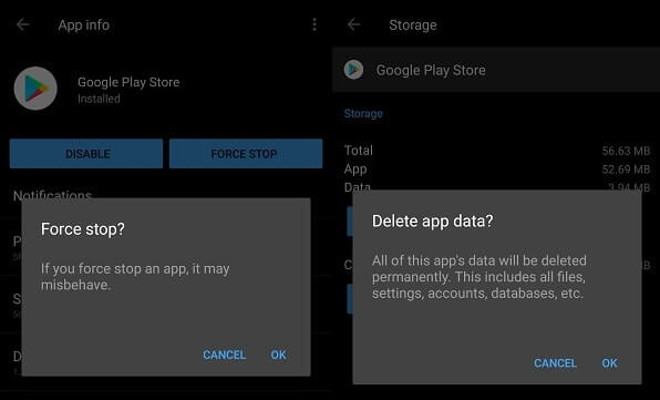 Force Stop and Clear Data Play Store