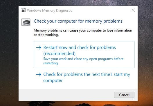 Windows Memory Diagnostic bad pool header Windows 10
