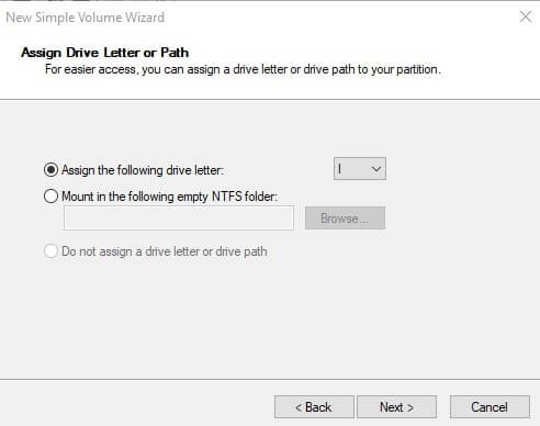 Assign Drive Letter or Path
