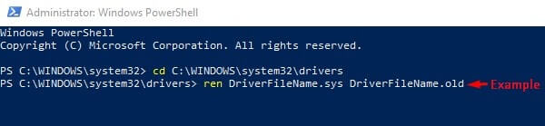 irql_not_less_or_equal windows 10 Rename Driver File Name