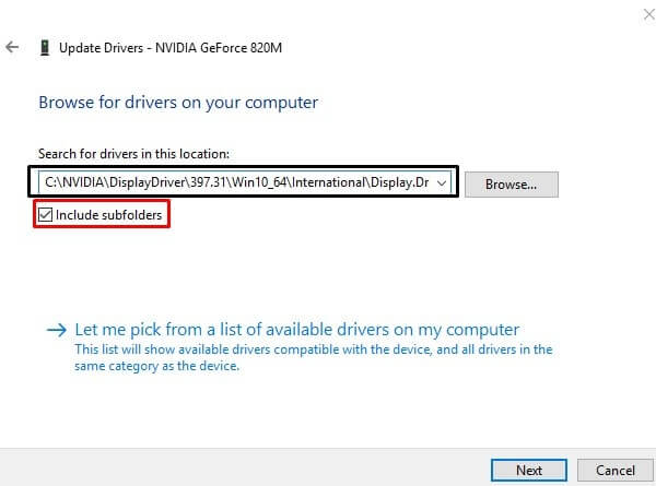 Update Graphics Driver using Device Manager
