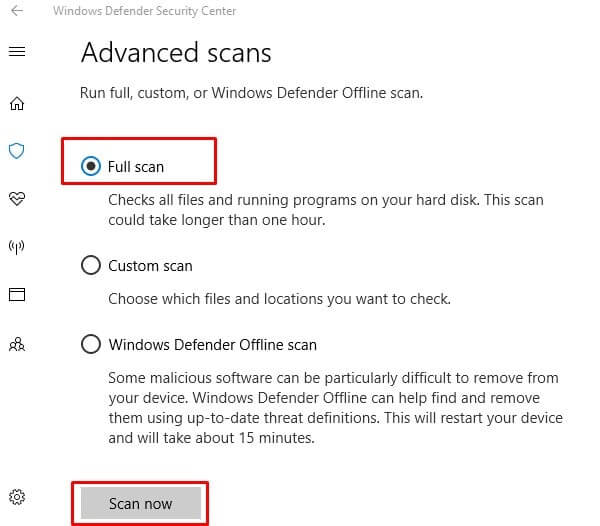 Virus Scan through Windows Defender windows 10 critical process died