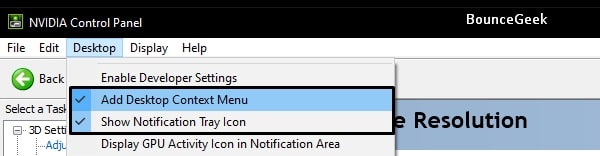 Add NVIDIA Control Panel to Context Menu and Notification Tray
