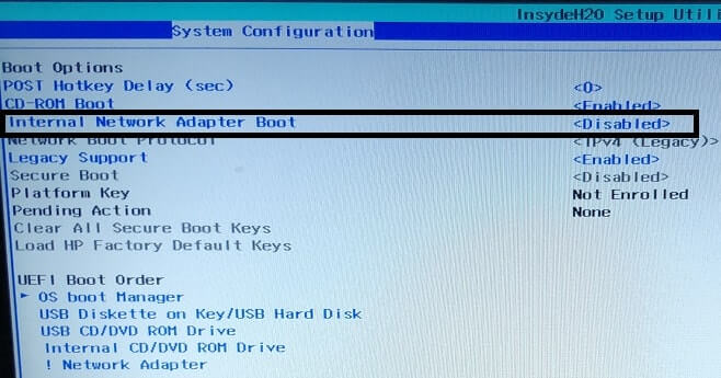 Internal Network Adapter Boot