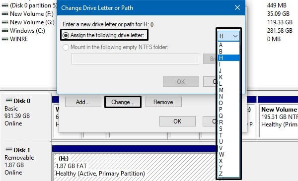 Assign a new drive letter-min