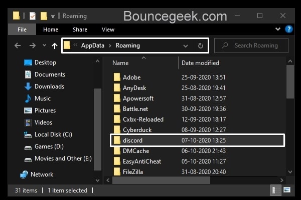 Delete Discord Folder from AppData