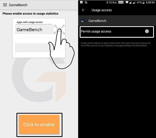 Permit usage access - GameBench