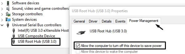 USB Root Hub - Power management