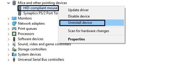 Uninstall Mouse Driver
