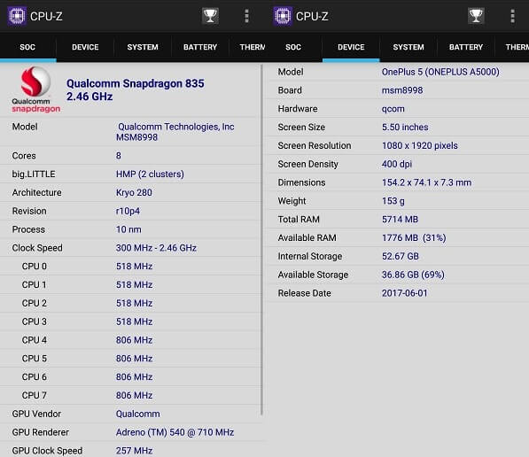 CPU Z - Android Hardware Information