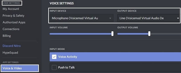 VoiceMod Discord Settings