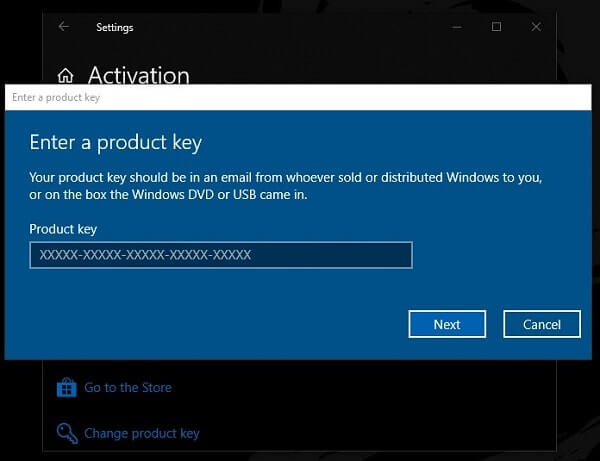 Activate Windows - Enter a product key