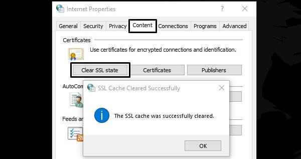 Clear SSL State - ERR_SSL_VERSION_INTERFERENCE