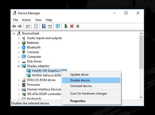 Disable Onboard Graphics Card Driver