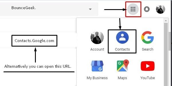 Select Contacts App from Google Apps