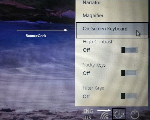 Access On-Screen Keyboard from login screen