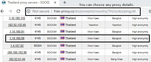 Free Thailand Proxy