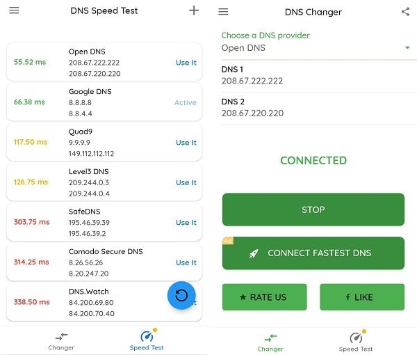 Connect to the fastest DNS Provider
