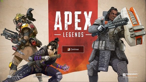 Continue Screen of Apex Legends