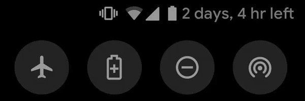 Remaining battery life in Quick Settings