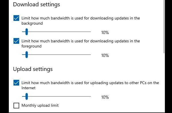 Set Bandwidth for Windows Update