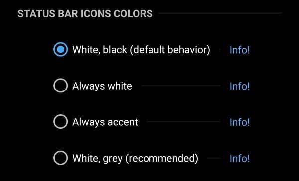 Status Bar Icon Color - Dark Theme