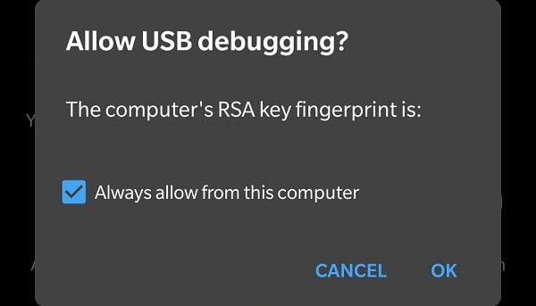 Allow USB Debugging Permission