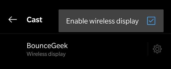 Enable wireless display to Mirror Android Screen to PC