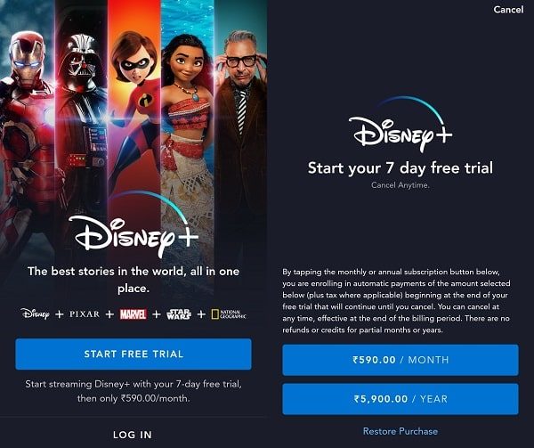 Disney+ Subscription Plan in India