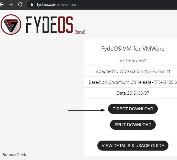 Download Fyde OS for VMWare