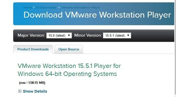 Download VMware Workstation Player